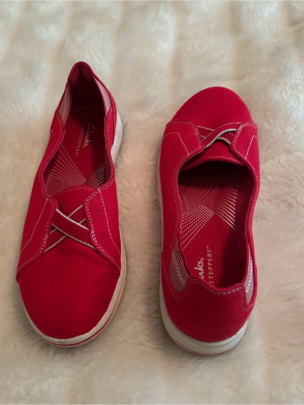 Clarks Red Women's Slip-On Canvas Sneakers